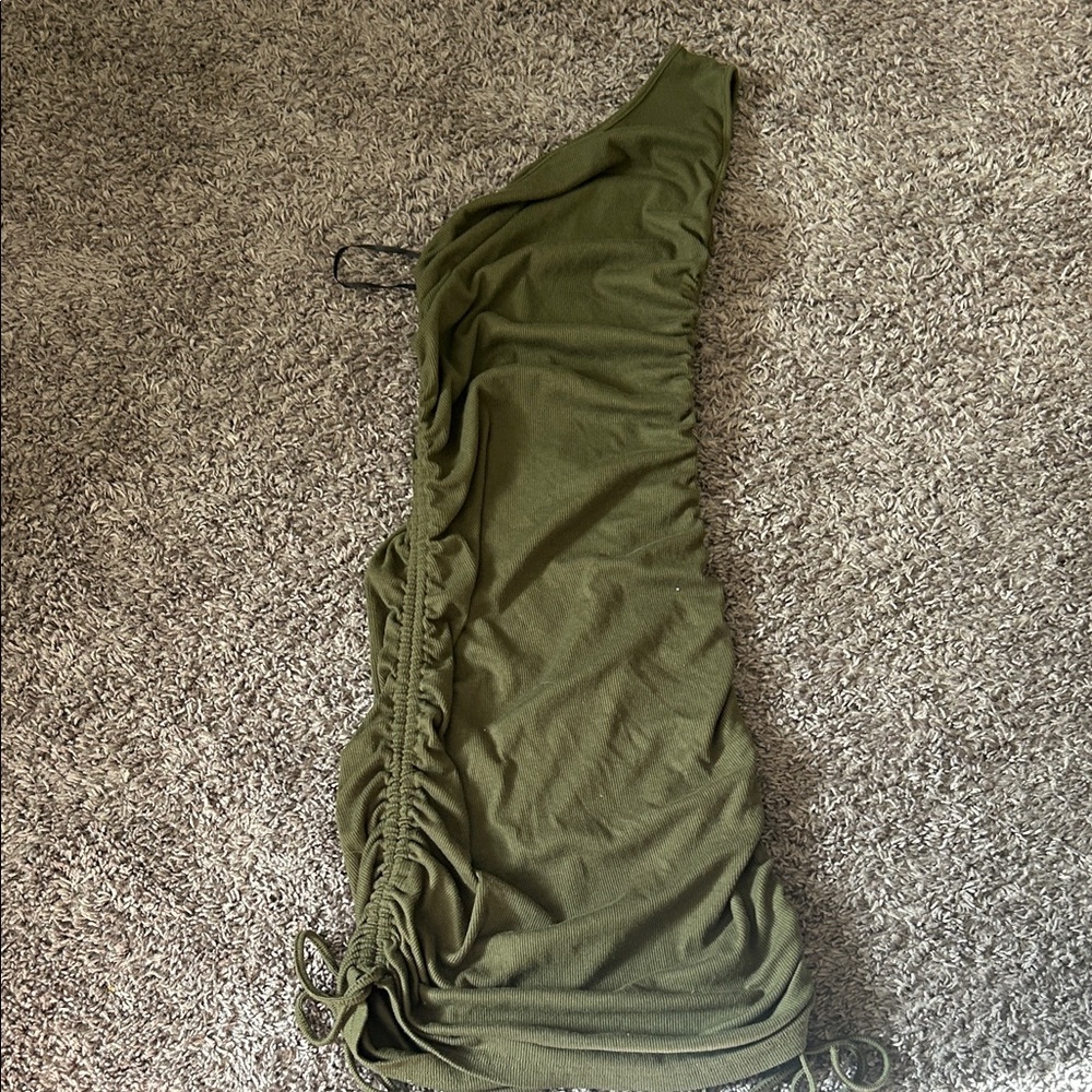 SHEIN Asymmetrical Olive Green pencil dress